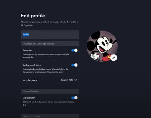 customize the profile settings